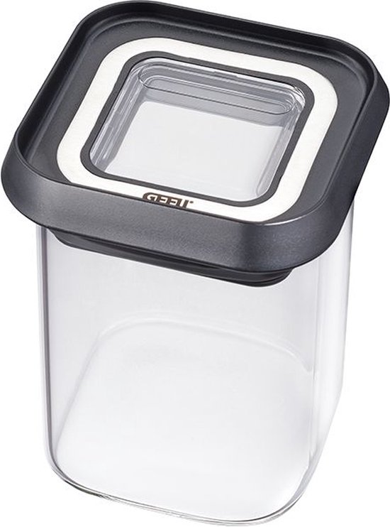 Voorraadbus, Vierkant, 180 ml, Glas, Stapelbaar, Incl. stickers/labels - GEFU | PANTRY