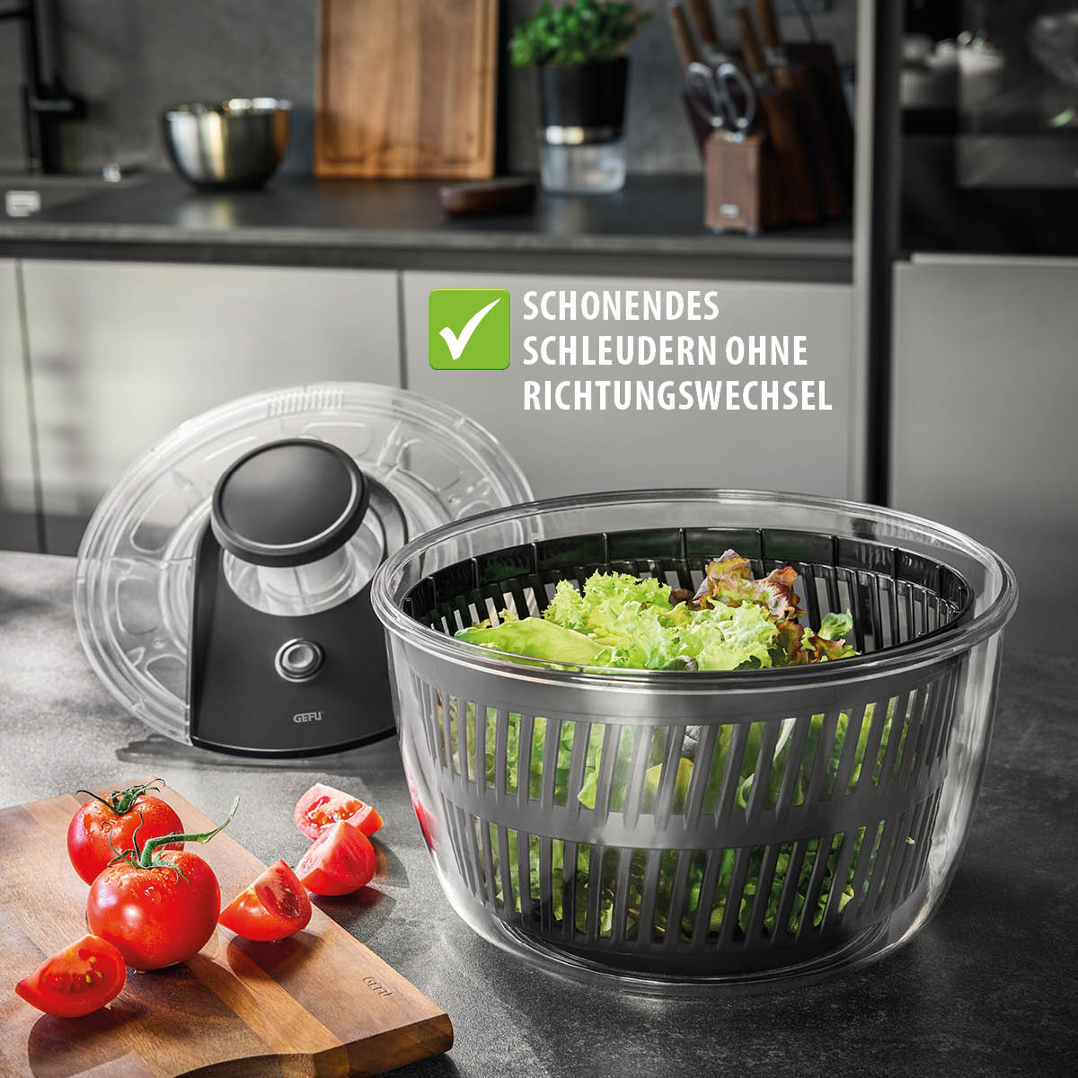 Slacentrifuge, Sladroger, Slazwierder, 5L, Handige Drukknop, Stopknop, Antislip, Afgiet Deksel - GEFU | Push