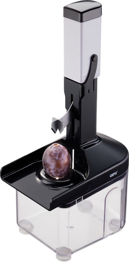 Ontpitter voor pruimen en abrikozen, Inclusief 2 inzetstukken en opvangbak, Hoogwaardig messenstaal, 33 cm - GEFU | CORER