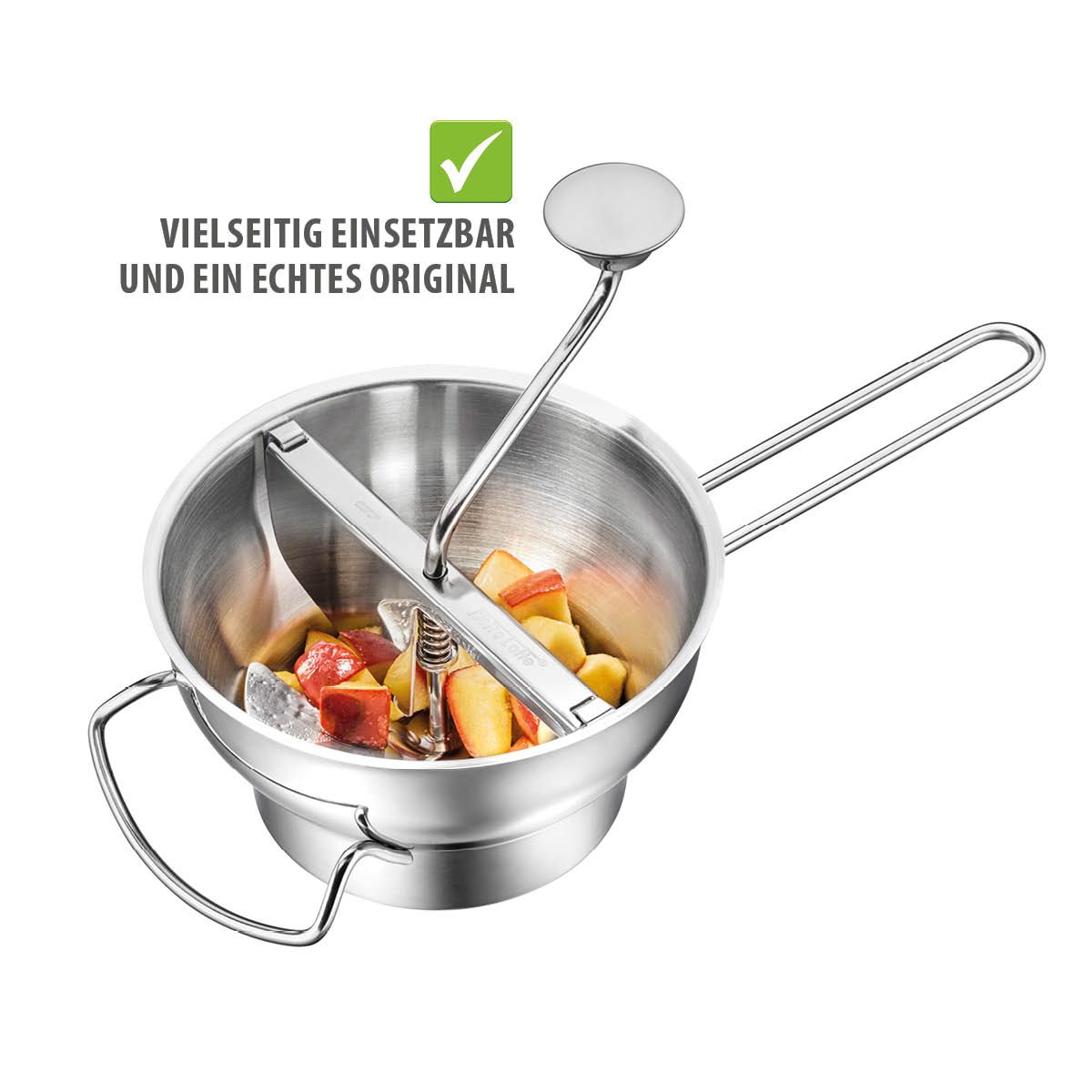 Passeerzeef, Roerzeef, Passe Vite, Inclusief 3 schijven (1/3/8mm), 2L, RVS, Vaatwasmachinebestendig - GEFU | Flotte Lotte