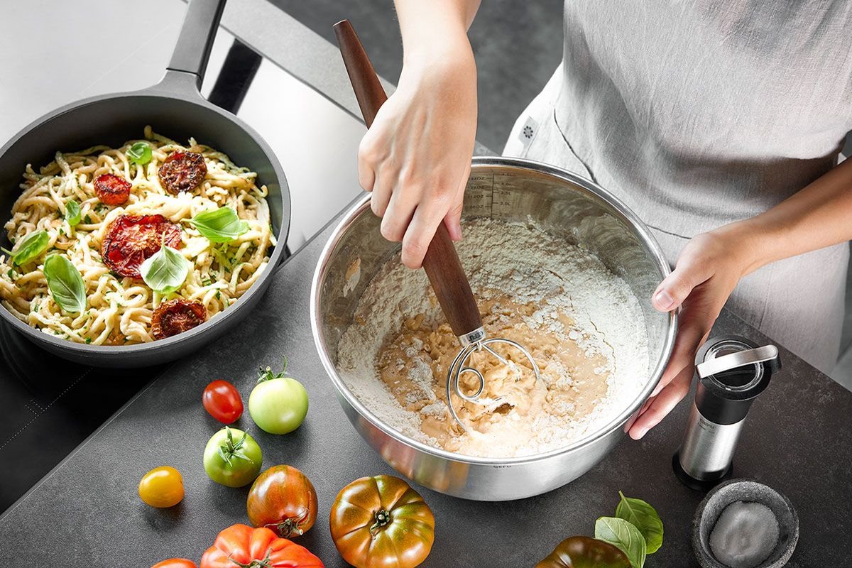 Deense Deeg Garde, Deegklopper, RVS, Walnoothout - GEFU | NEDO