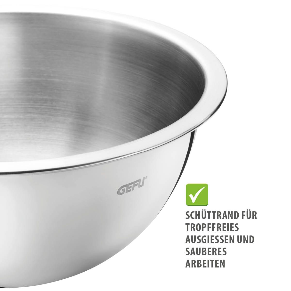 Mengkommen, Beslagkommen, Schalen, Set van 5 Stuks, RVS, Vaatwasmachinebestendig - GEFU