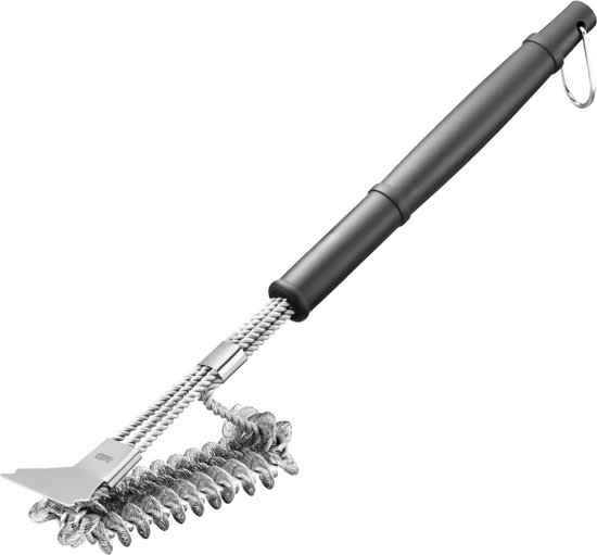 Barbecue borstel met geïntegreerde schraper, Met krachtige metalen spiralen, RVS, 44 cm - GEFU | BBQ