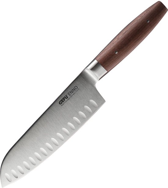 Santoku Mes, 18 cm, Staal, Walnoothout - GEFU | ENNO